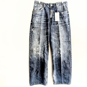 ZARA Artisan Paint Splatter Straight Leg Jeans – Size 8 (EU 40) – 100% Cotton